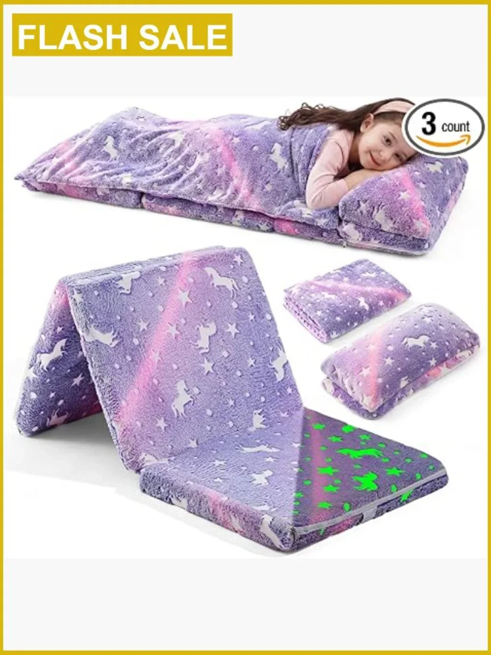 Kids Nap Mat with Pillow and Blanket - Foldable Daycare Sleeping Bag Floor